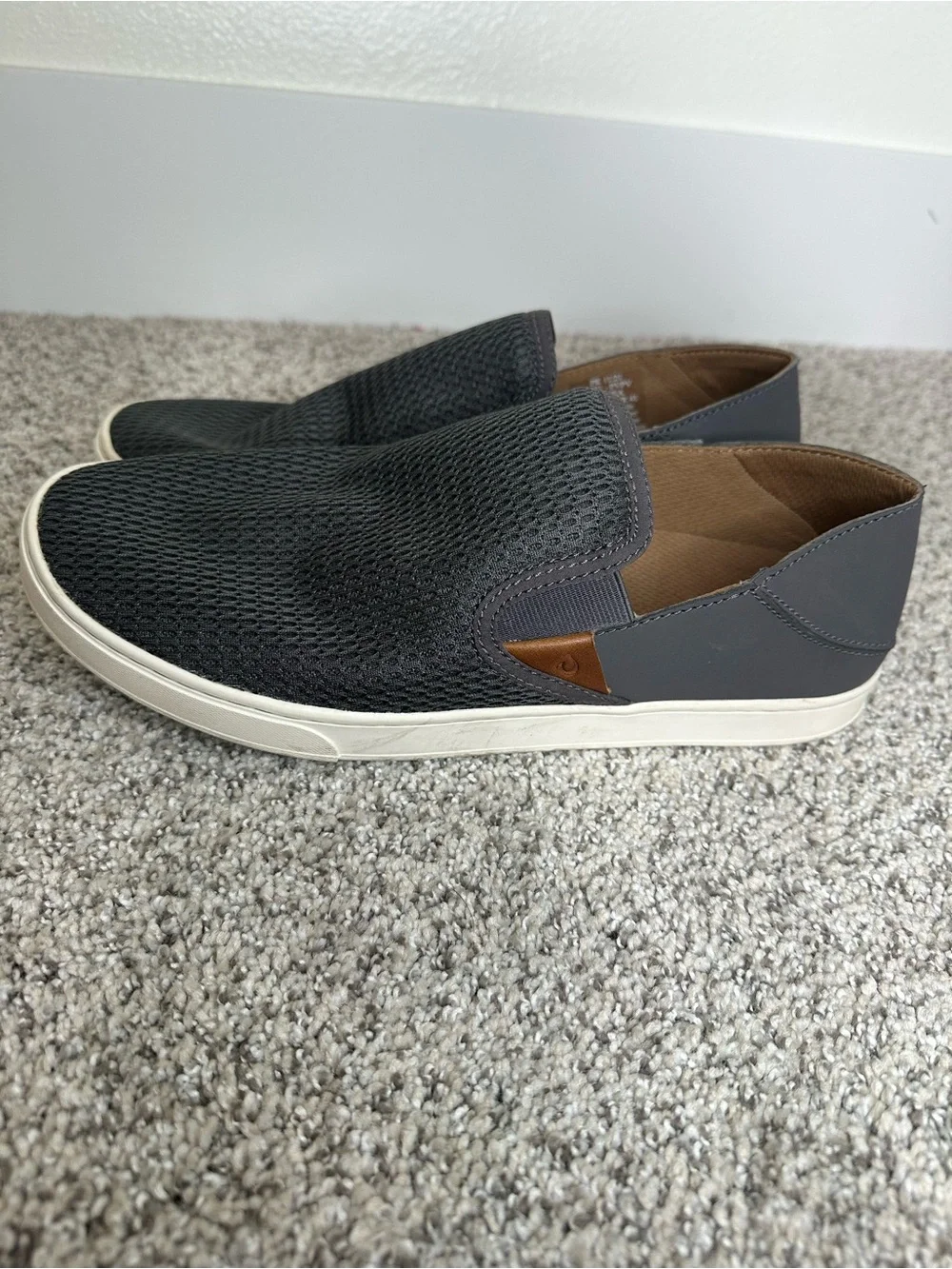 OluKai Women’s Slip-On Sneakers in Charcoal with White Sole